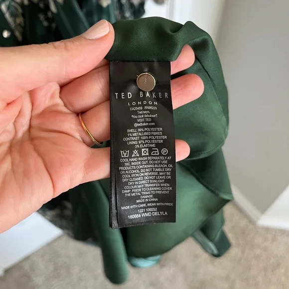 Ted Baker Forest Green Floral Button-Front Midi Dress - Picture 4 of 4